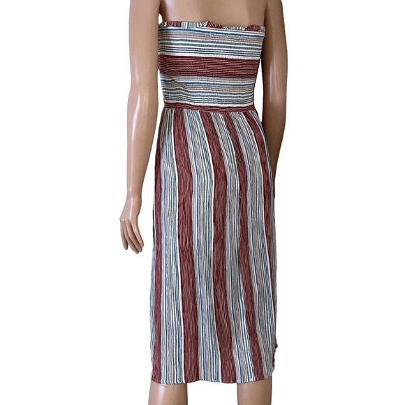 Becaal dress stripped strapless midi light weight brick white SZ SM swim/beach - Picture 9 of 10